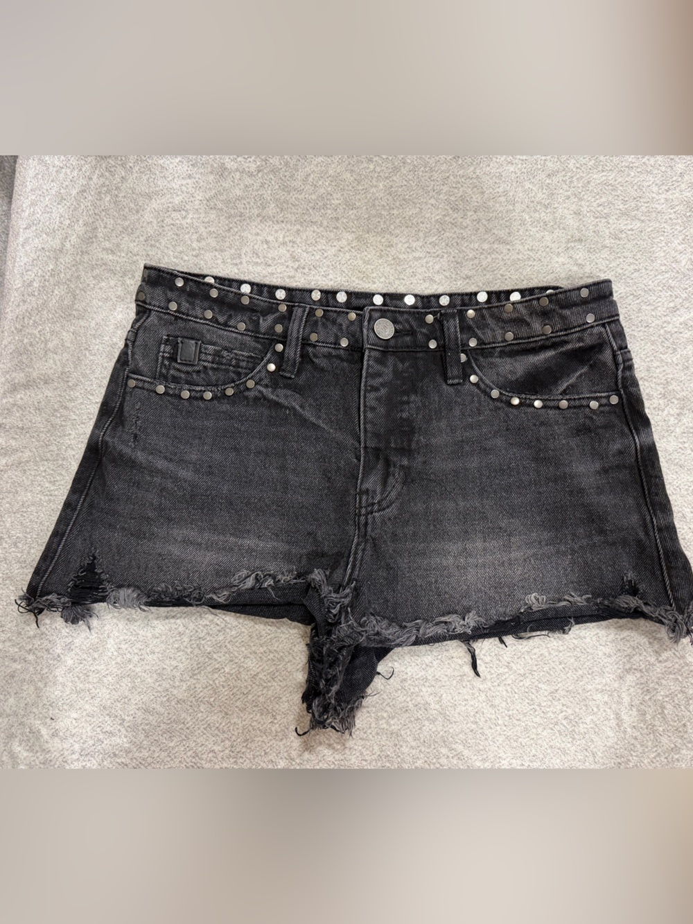 Buckle Black Studded Denim Cutoff Shorts